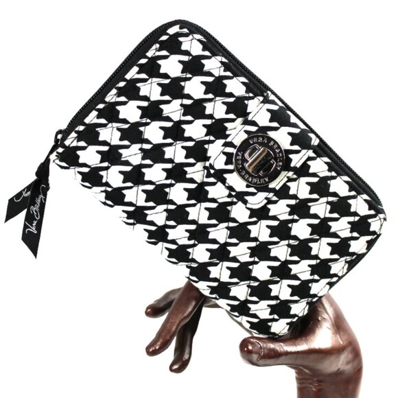 Vera Bradley Midnight Houndstooth Black And White Turn Lock Wallet - Picture 3 of 9